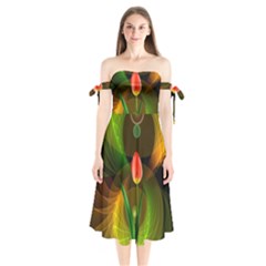 Tulip Flower Background Nebulous Shoulder Tie Bardot Midi Dress by Nexatart