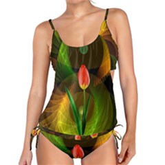 Tulip Flower Background Nebulous Tankini by Nexatart