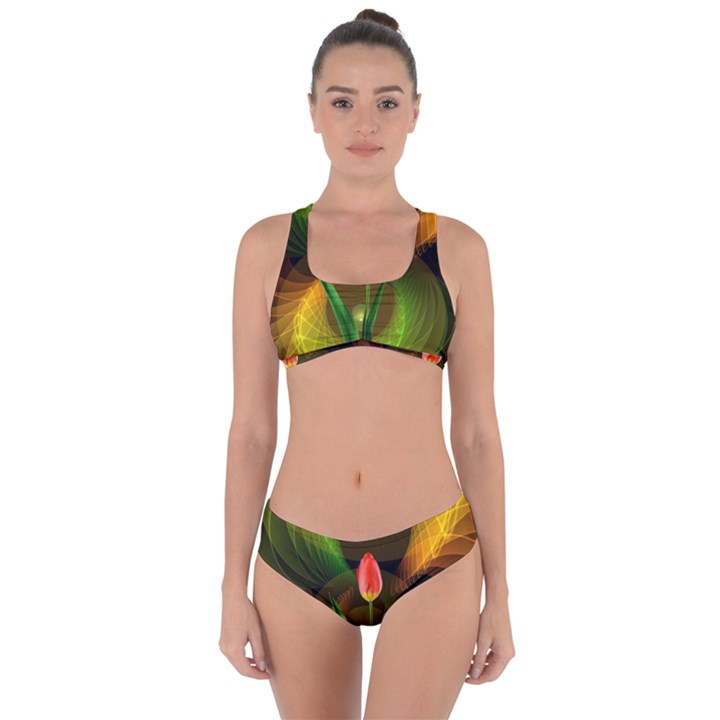 Tulip Flower Background Nebulous Criss Cross Bikini Set