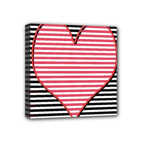 Heart Stripes Symbol Striped Mini Canvas 4  X 4  by Nexatart