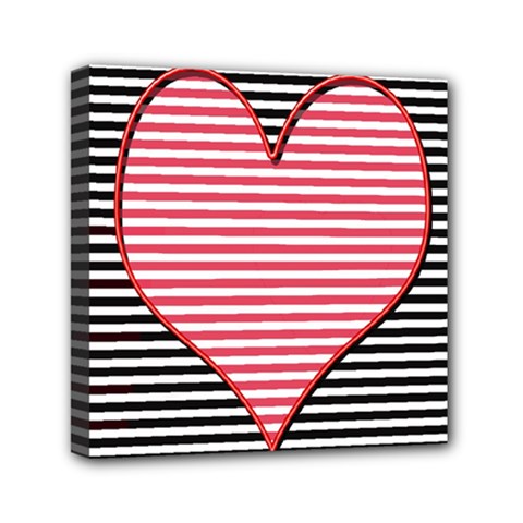 Heart Stripes Symbol Striped Mini Canvas 6  X 6  by Nexatart