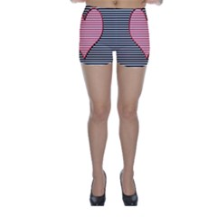 Heart Stripes Symbol Striped Skinny Shorts by Nexatart