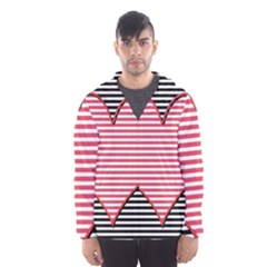 Heart Stripes Symbol Striped Hooded Wind Breaker (men) by Nexatart