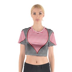 Heart Stripes Symbol Striped Cotton Crop Top by Nexatart