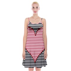 Heart Stripes Symbol Striped Spaghetti Strap Velvet Dress by Nexatart