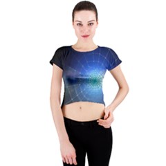 Network Cobweb Networking Bill Crew Neck Crop Top by Nexatart