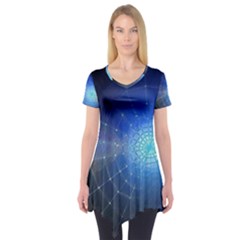 Network Cobweb Networking Bill Short Sleeve Tunic  by Nexatart