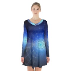 Network Cobweb Networking Bill Long Sleeve Velvet V-neck Dress by Nexatart