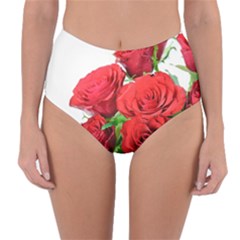 A Bouquet Of Roses On A White Background Reversible High-waist Bikini Bottoms by Nexatart