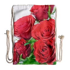 A Bouquet Of Roses On A White Background Drawstring Bag (large) by Nexatart