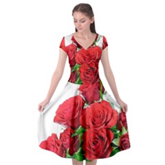 A Bouquet Of Roses On A White Background Cap Sleeve Wrap Front Dress by Nexatart