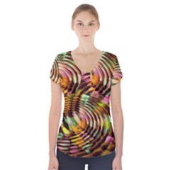 Wave Rings Circle Abstract Short Sleeve Front Detail Top by Nexatart