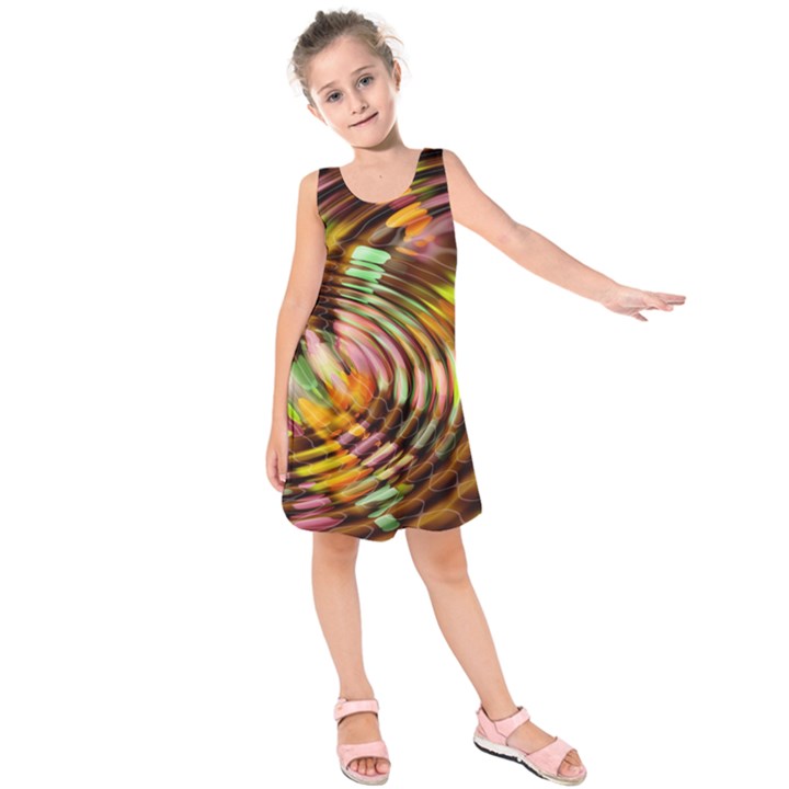 Wave Rings Circle Abstract Kids  Sleeveless Dress