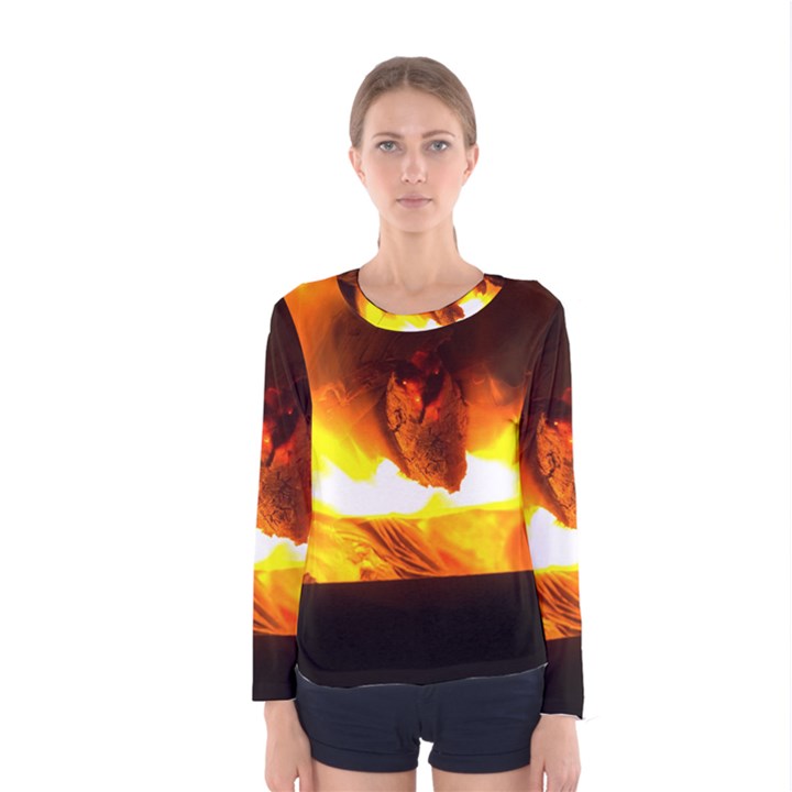 Fire Rays Mystical Burn Atmosphere Women s Long Sleeve Tee