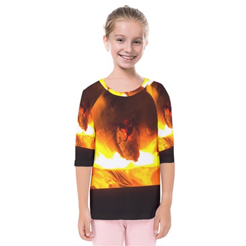 Fire Rays Mystical Burn Atmosphere Kids  Quarter Sleeve Raglan Tee by Nexatart