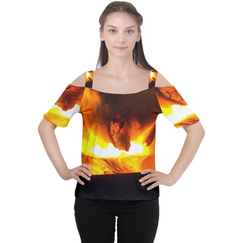 Fire Rays Mystical Burn Atmosphere Women s Cutout Shoulder Tee by Nexatart