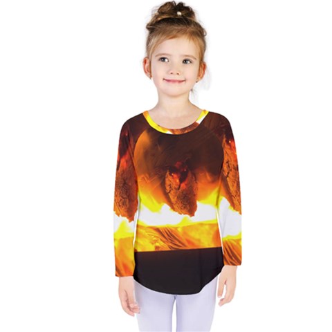 Fire Rays Mystical Burn Atmosphere Kids  Long Sleeve Tee by Nexatart