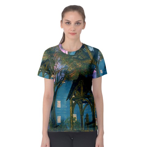 Background Forest Trees Nature Women s Sport Mesh Tee by Nexatart