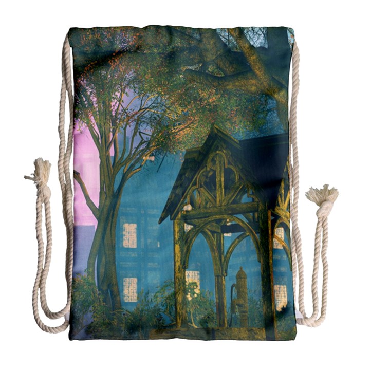 Background Forest Trees Nature Drawstring Bag (Large)