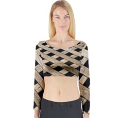 Texture Wood Flooring Brown Macro Long Sleeve Crop Top by Nexatart