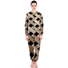 Texture Wood Flooring Brown Macro Onepiece Jumpsuit (ladies)  by Nexatart