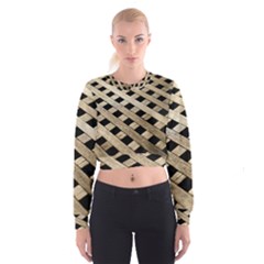 Texture Wood Flooring Brown Macro Cropped Sweatshirt by Nexatart