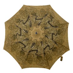 Birds Figure Old Brown Hook Handle Umbrellas (small) by Nexatart