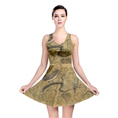 Birds Figure Old Brown Reversible Skater Dress by Nexatart