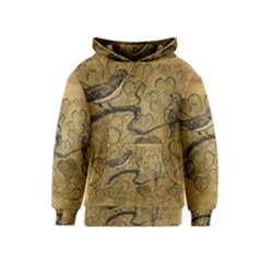 Birds Figure Old Brown Kids  Pullover Hoodie by Nexatart