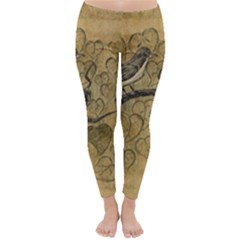 Birds Figure Old Brown Classic Winter Leggings by Nexatart