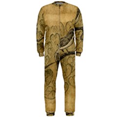 Birds Figure Old Brown Onepiece Jumpsuit (men)  by Nexatart