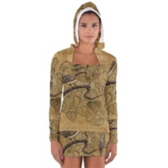 Birds Figure Old Brown Women s Long Sleeve Hooded T-shirt by Nexatart