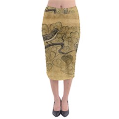 Birds Figure Old Brown Midi Pencil Skirt by Nexatart