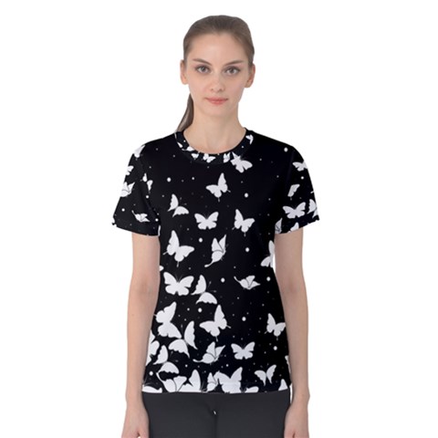 Butterfly Pattern Women s Cotton Tee by Valentinaart