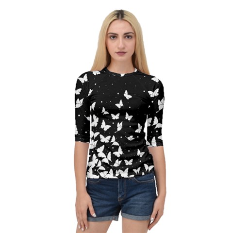 Butterfly Pattern Quarter Sleeve Tee by Valentinaart