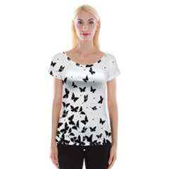 Butterfly Pattern Women s Cap Sleeve Top by Valentinaart