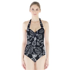 Tropical Pattern Halter Swimsuit by Valentinaart