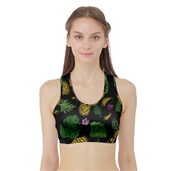 Tropical Pattern Sports Bra With Border by Valentinaart