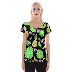 Tropical Pattern Women s Cap Sleeve Top by Valentinaart