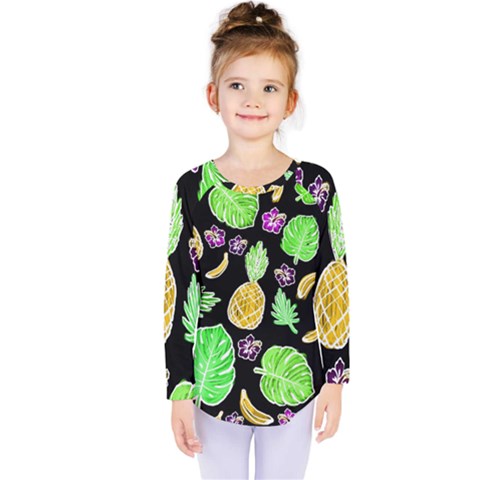 Tropical Pattern Kids  Long Sleeve Tee by Valentinaart