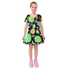 Tropical Pattern Kids  Short Sleeve Velvet Dress by Valentinaart