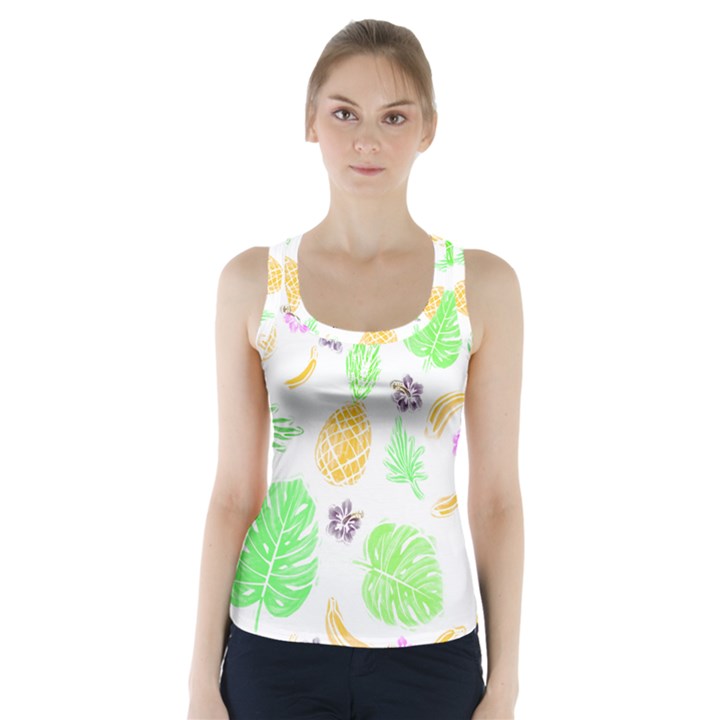 Tropical pattern Racer Back Sports Top