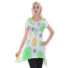 Tropical Pattern Short Sleeve Side Drop Tunic by Valentinaart