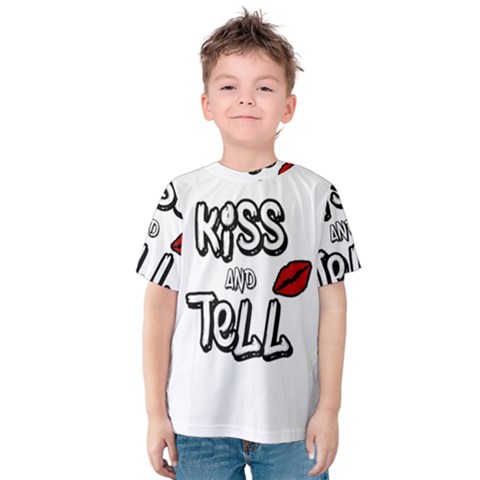 Kiss And Tell Kids  Cotton Tee by Valentinaart