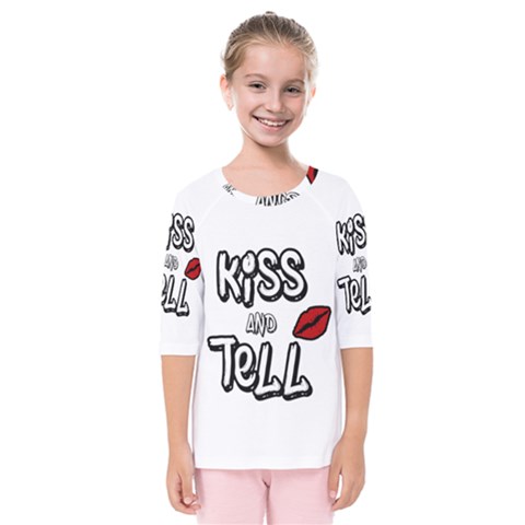 Kiss And Tell Kids  Quarter Sleeve Raglan Tee by Valentinaart