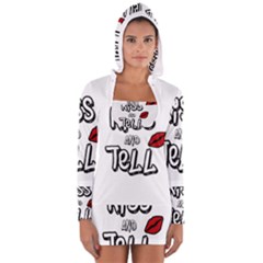 Kiss And Tell Women s Long Sleeve Hooded T-shirt by Valentinaart