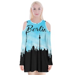 Berlin Velvet Long Sleeve Shoulder Cutout Dress by Valentinaart