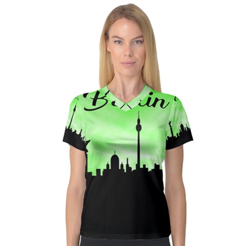 Berlin Women s V-neck Sport Mesh Tee by Valentinaart