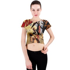 The War Of Wealth Crew Neck Crop Top by Valentinaart