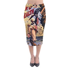 The War Of Wealth Velvet Midi Pencil Skirt by Valentinaart